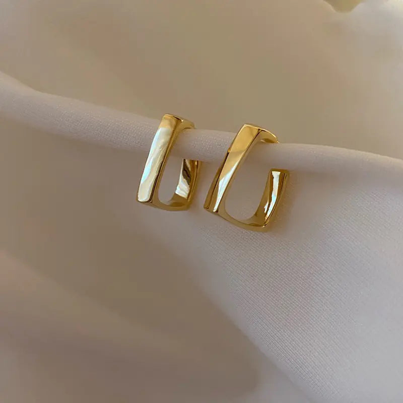 Exquisite Gold Color Square Hoop Geometric Earrings