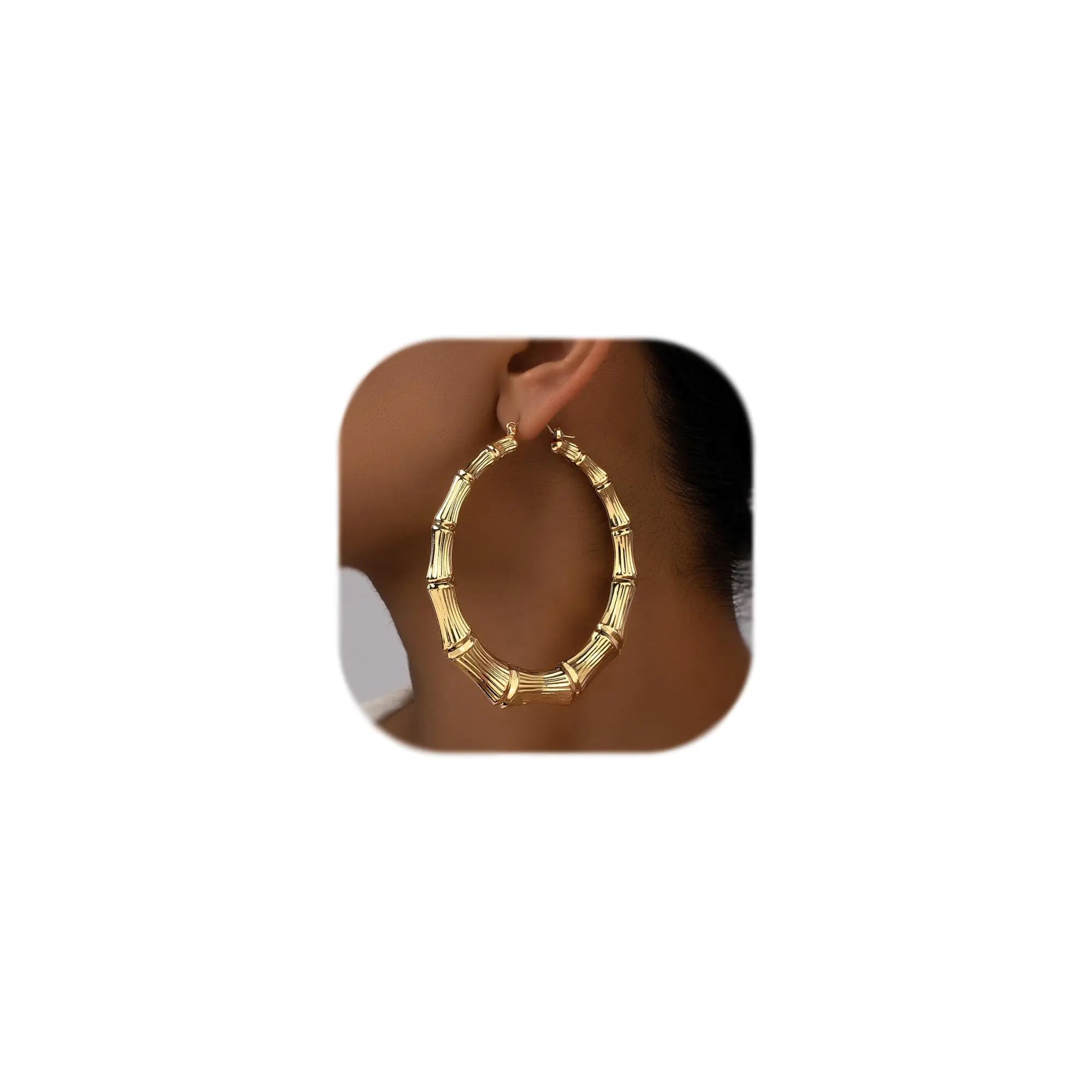 Bamboo Earrings for Women Gold Bamboo Hoop Earrings 90s Large Gold Hoop Earrings Trendy Black Rose Red Gold Bamboo Earrings Hip Hop Jewelry Gifts for Women (gold)