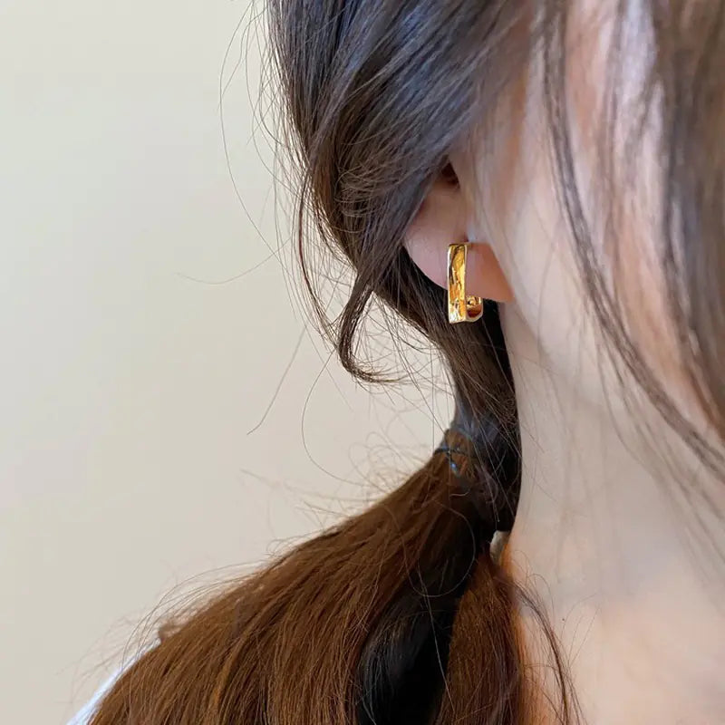 Exquisite Gold Color Square Hoop Geometric Earrings