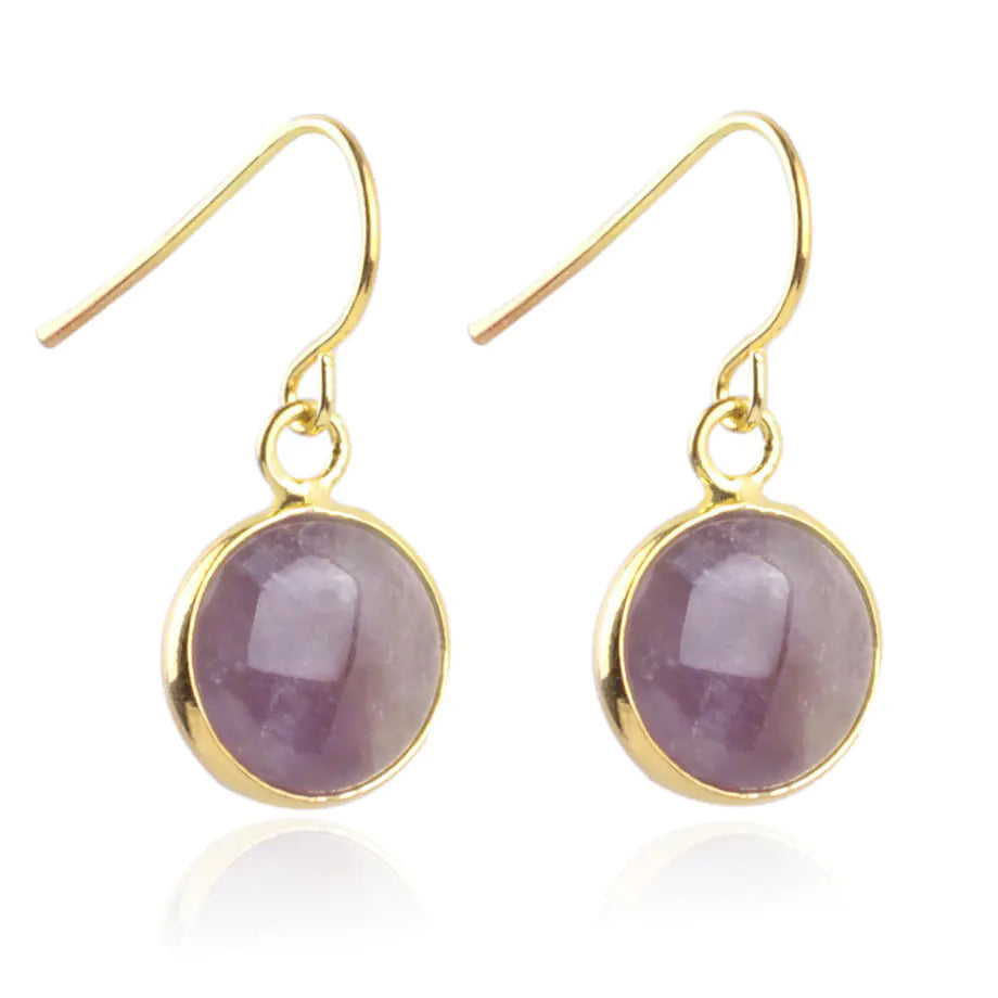 Creative Gold-Plated Natural Amethyst Crystal Earrings