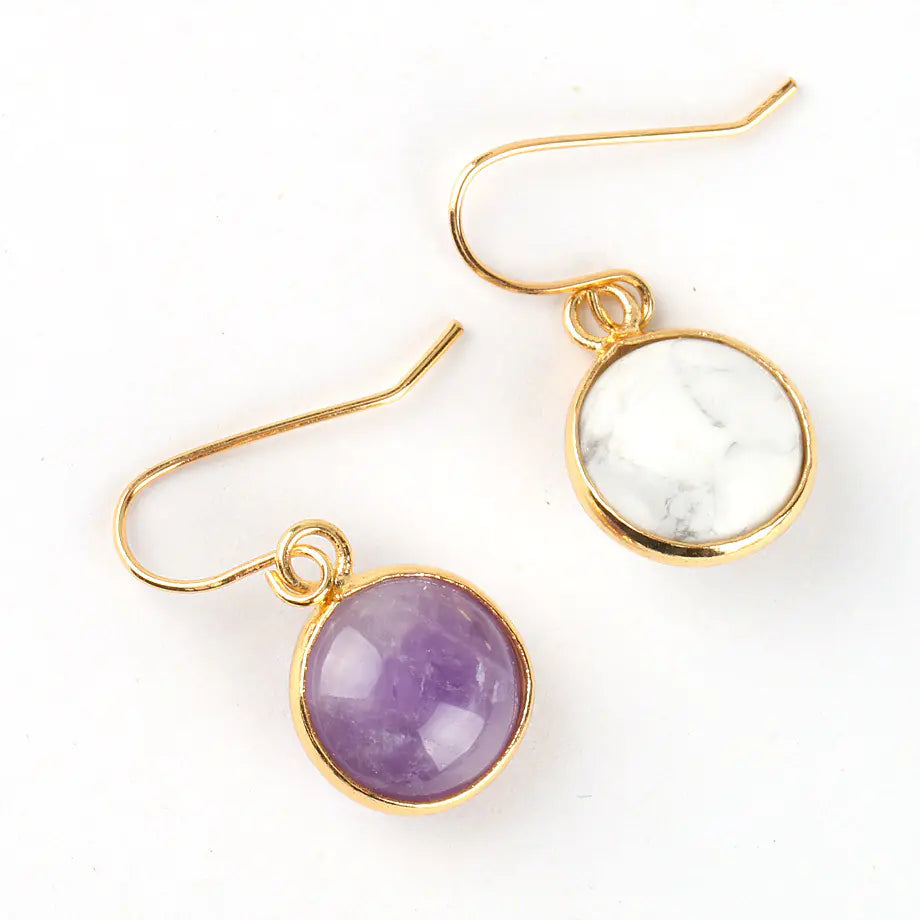 Creative Gold-Plated Natural Amethyst Crystal Earrings