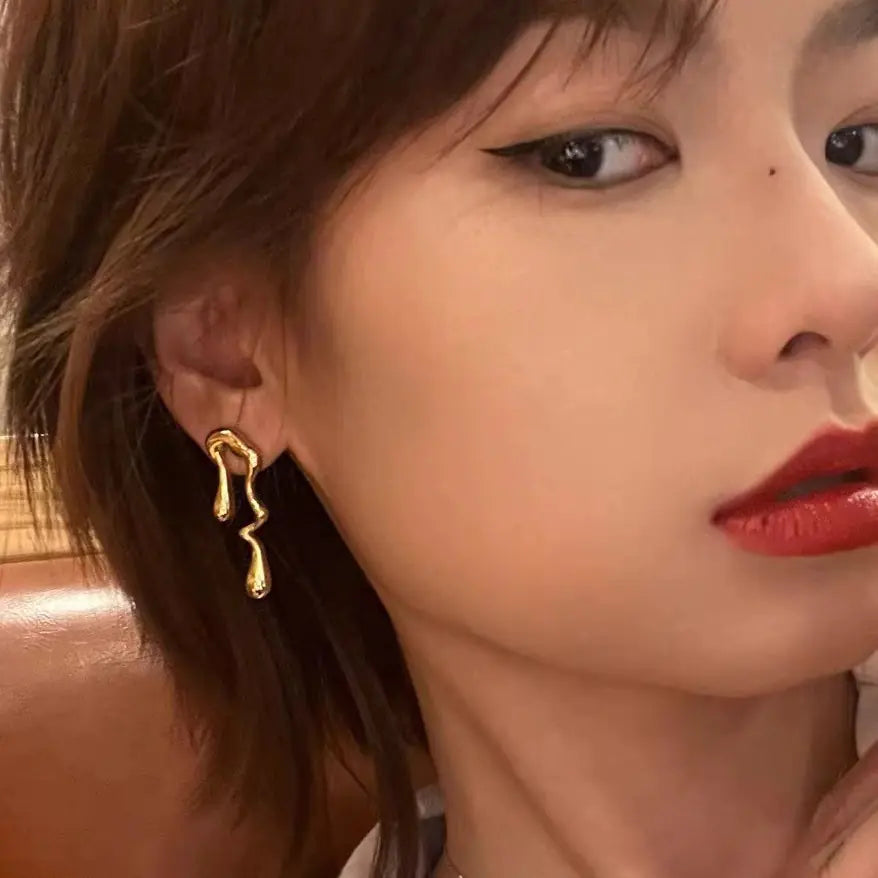 18K Gold-Plated Stainless Steel Geometric Drop Earrings