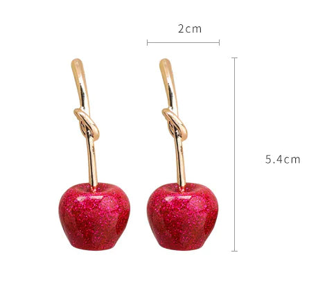 Japanese Style Cherry Earrings with Gold Accents