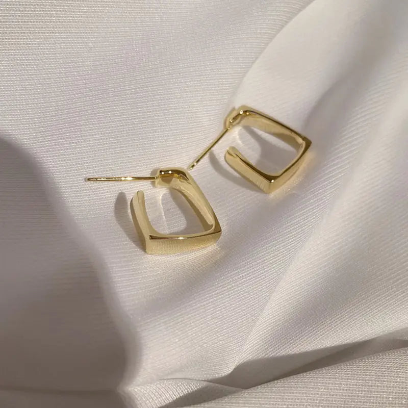 Exquisite Gold Color Square Hoop Geometric Earrings