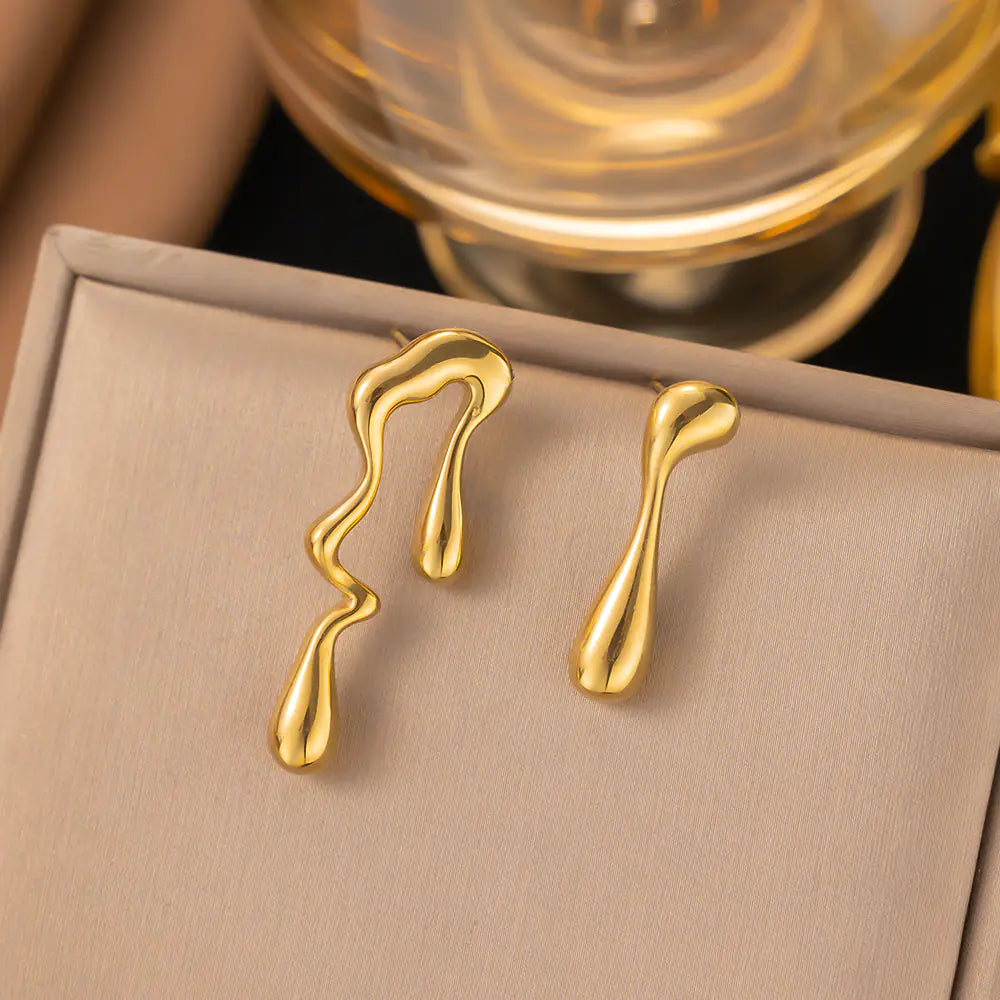18K Gold-Plated Stainless Steel Geometric Drop Earrings