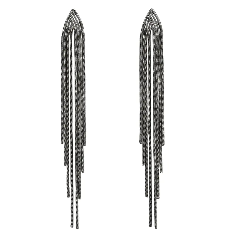 Gold Color Long Tassel Earrings for Women's Parties