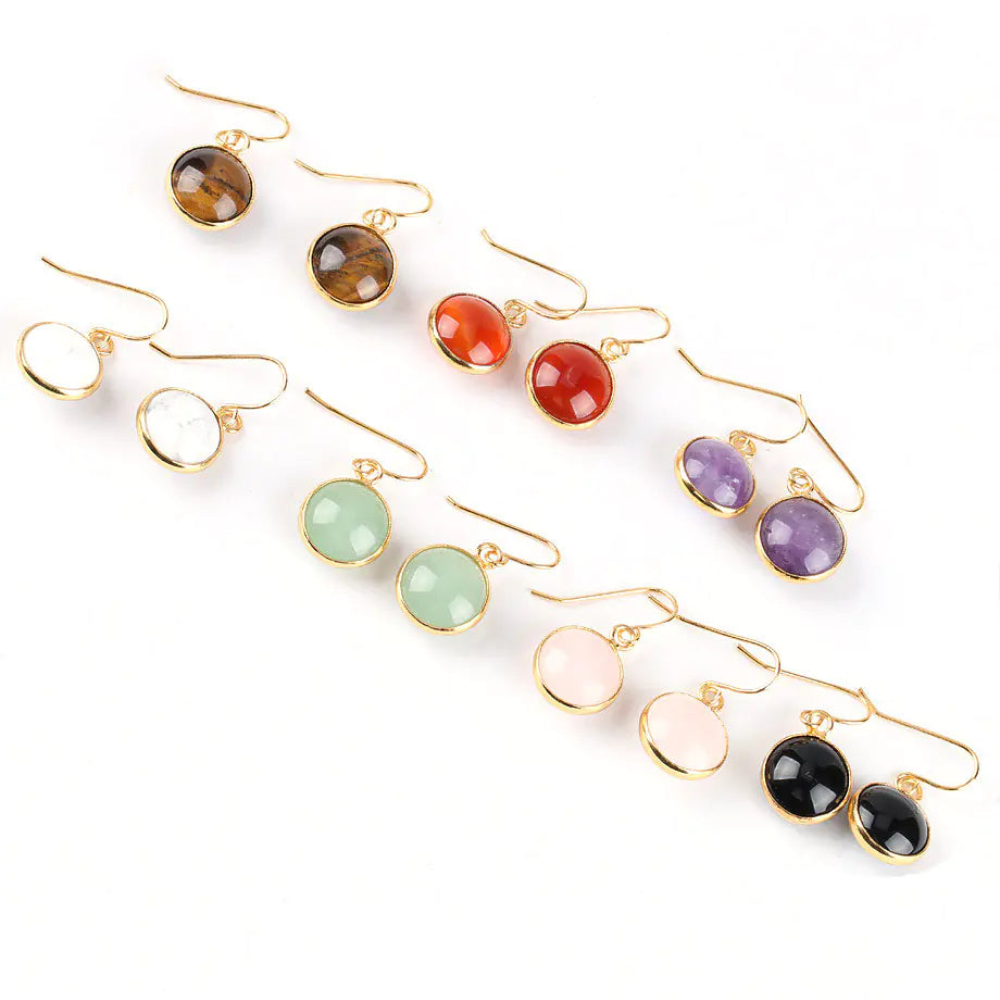Creative Gold-Plated Natural Amethyst Crystal Earrings