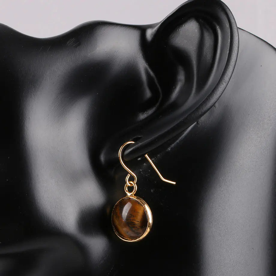 Creative Gold-Plated Natural Amethyst Crystal Earrings