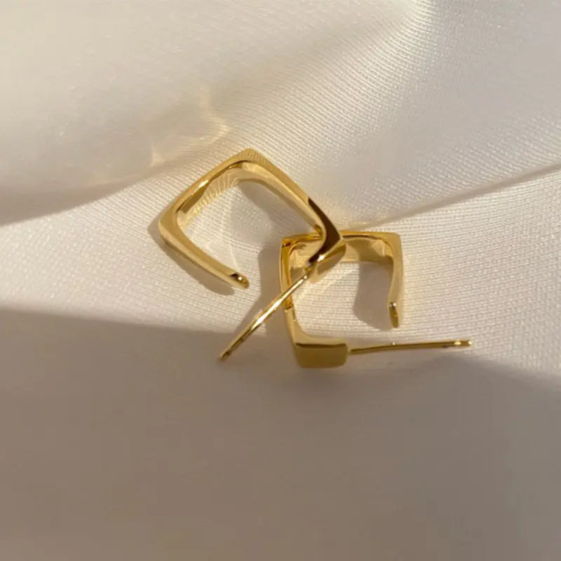 Exquisite Gold Color Square Hoop Geometric Earrings