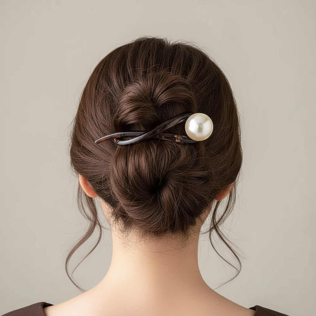 Pearl adorned hair pin
