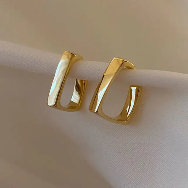 Exquisite Gold Color Square Hoop Geometric Earrings
