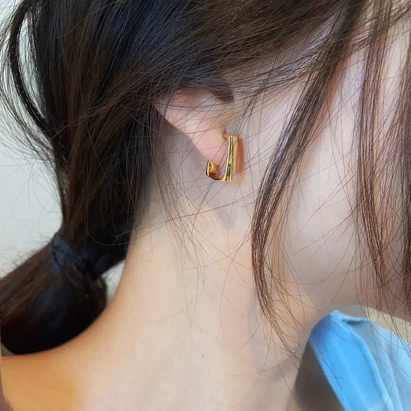 Exquisite Gold Color Square Hoop Geometric Earrings