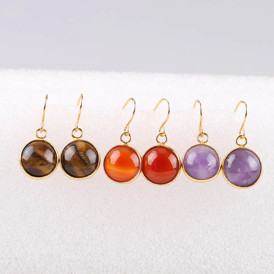 Creative Gold-Plated Natural Amethyst Crystal Earrings